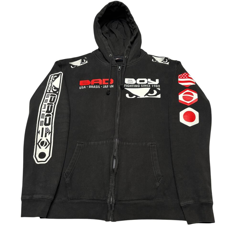 Bad Boy Stamp Walkout Full Zip Hoodie Men's Large MMA Brazil USA Japan